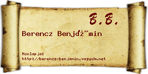 Berencz Benjámin névjegykártya